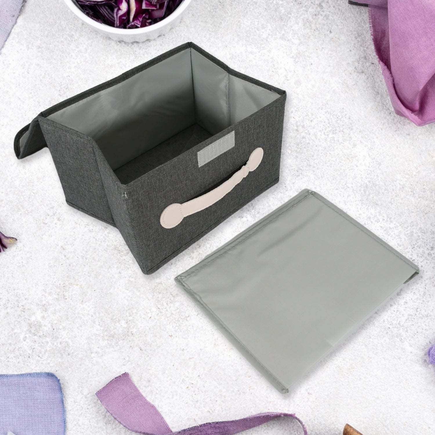 Small Foldable Storage Box With Lid And Handles, Cotton And Linen Storage Bins And Baskets Organizer For Nursery, Closet, Bedroom, Home (28×20×16 Cm / 1 pc) Small Foldable Storage Box With Lid And Handles, Cotton And Linen Storage Bins And Baskets Organizer For Nursery, Closet, Bedroom, Home (28×20×16 Cm / 1 pc)